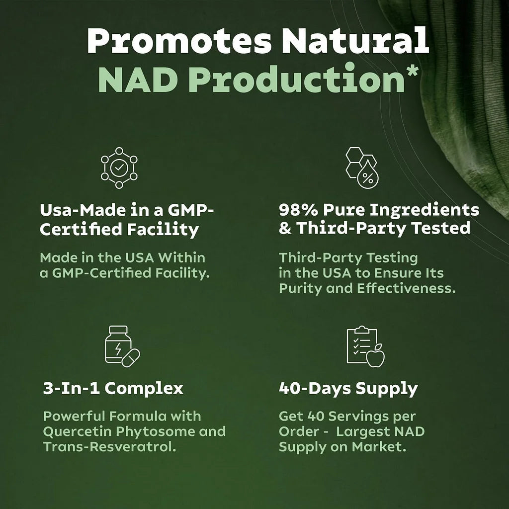 NAD+ Supplement for Skin Aging Support, Energy, and Focus