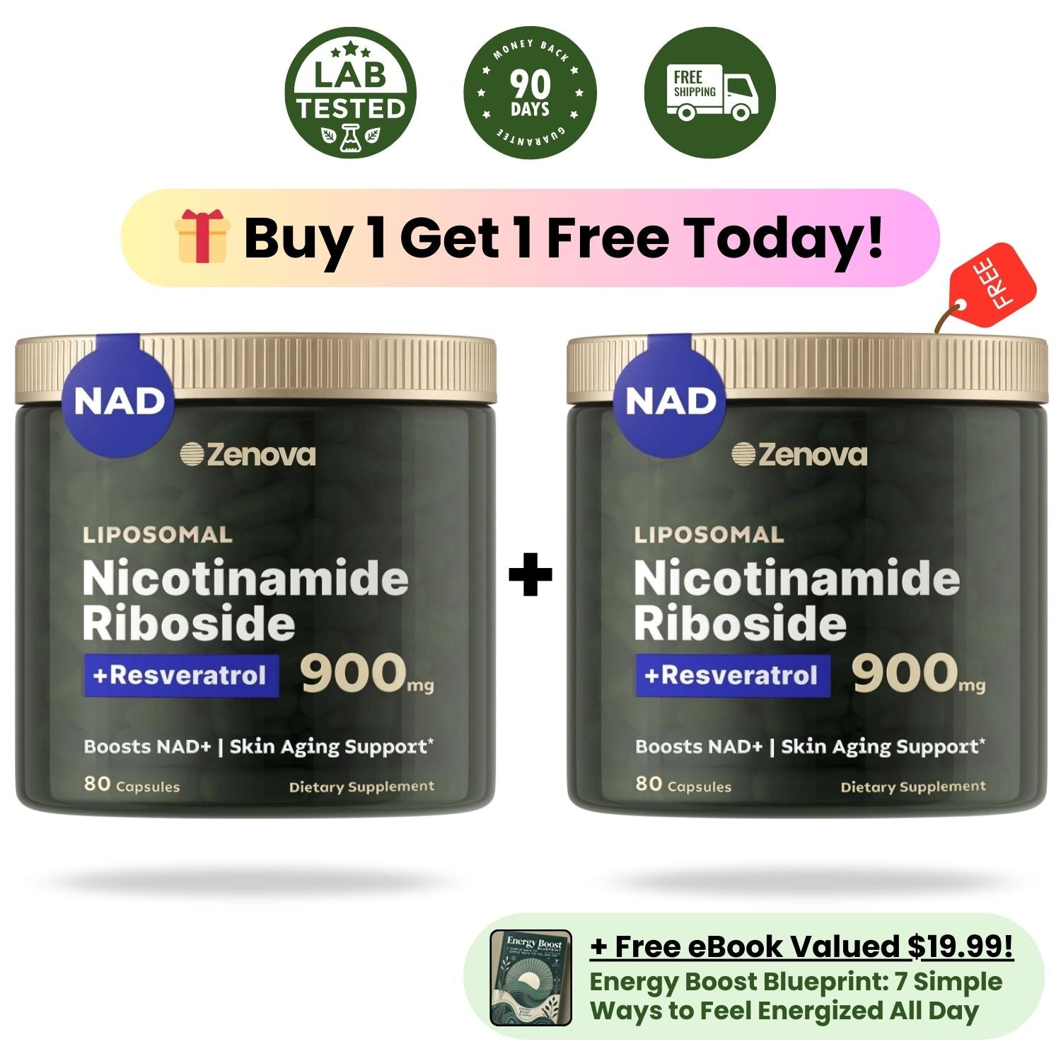 NAD+ Supplement for Skin Aging Support, Energy, and Focus